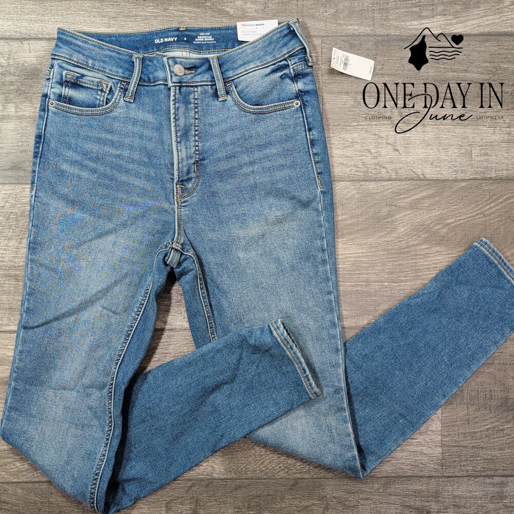 Old Navy Rockstar Super Skinny Built In Warm High Rise Jeans NWT Size 4
